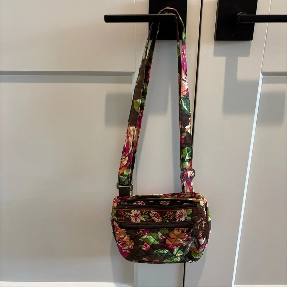 Vera Bradley Pink and Green Botanical Crossbody